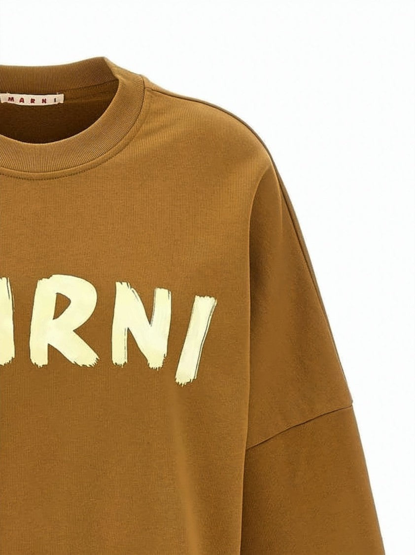 Marni Cropped Marni Crewneck Sweatshirt With Bold Logo Print