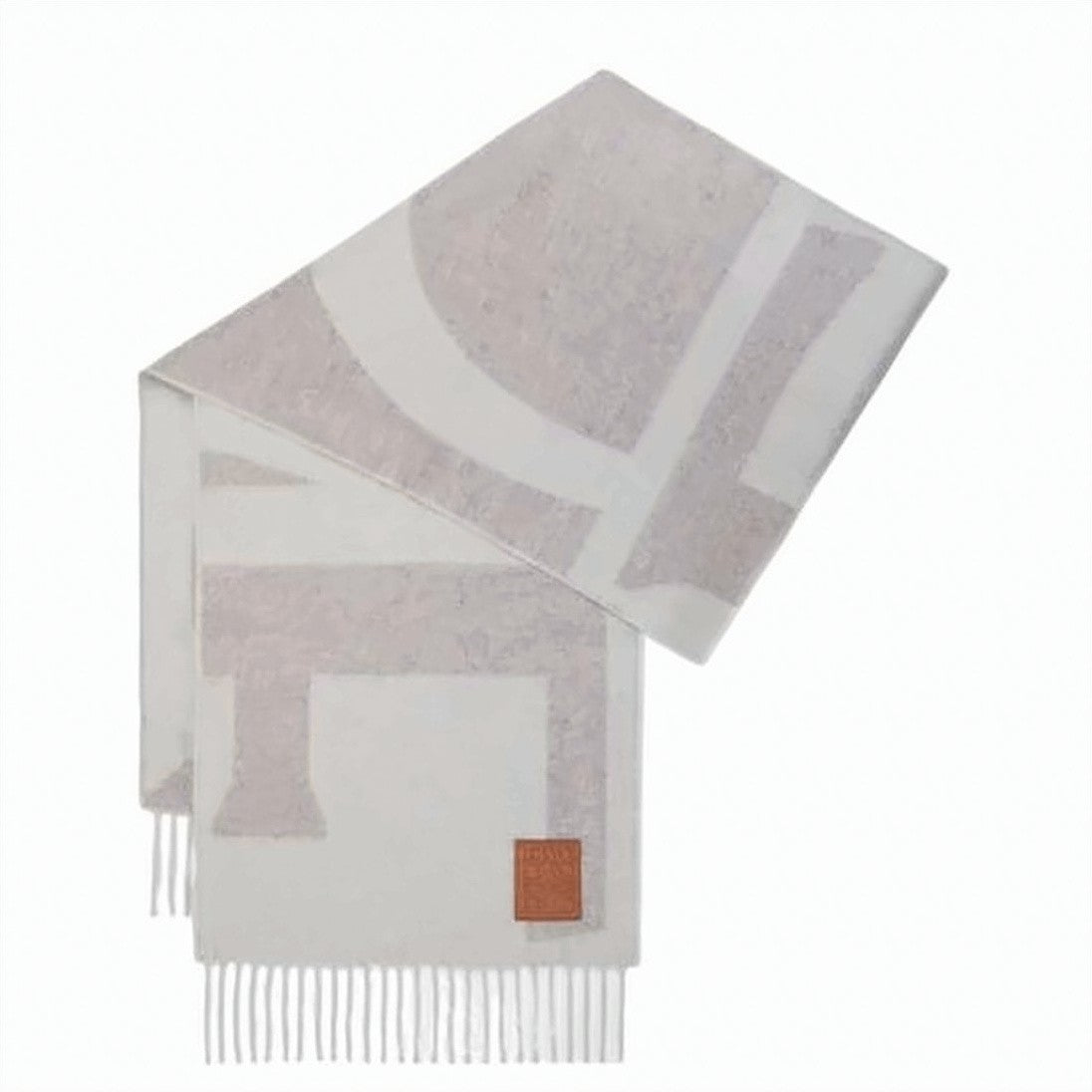 Loewe Cashmere Scarf With Fringed Edges And Leather Patch