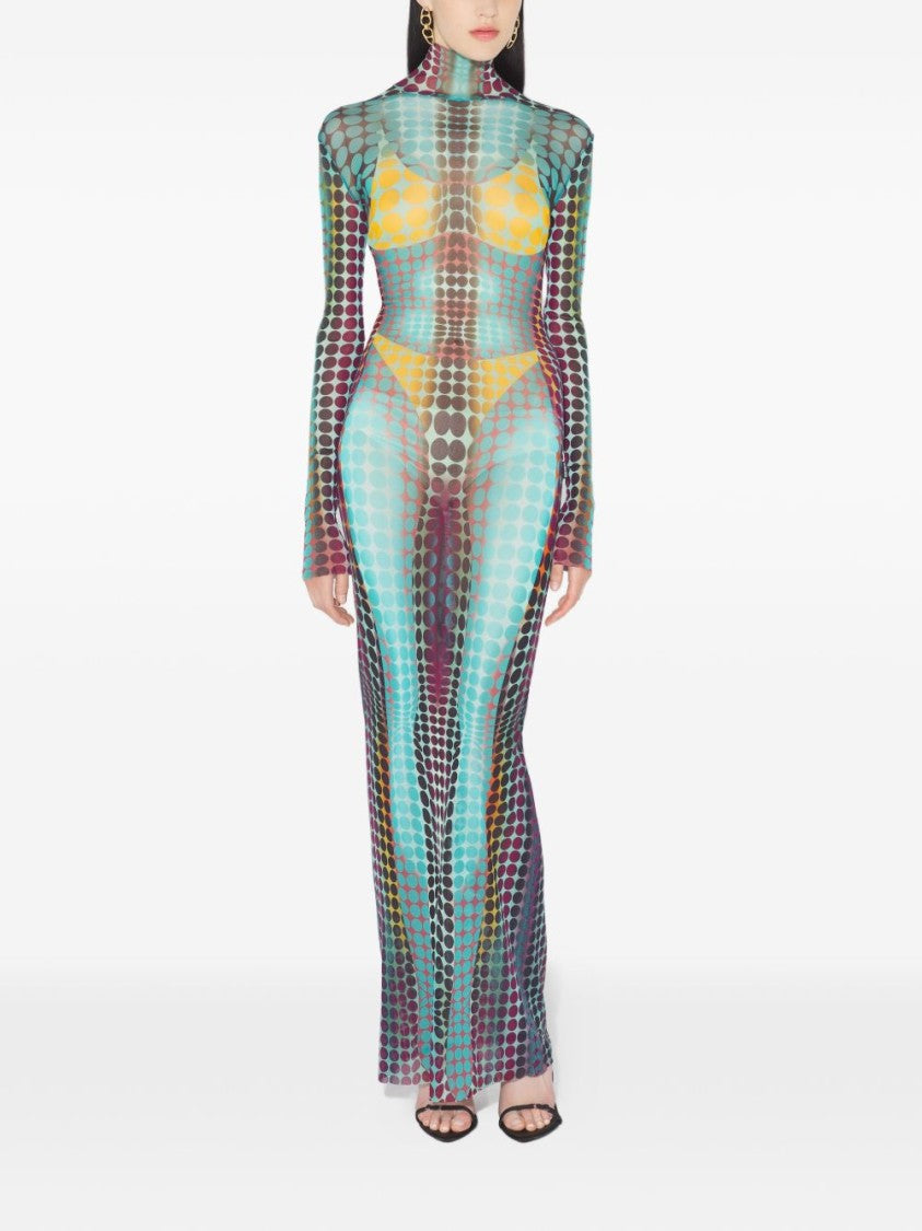 Jean Paul Gaultier Multicolour Silk And Nylon Bodycon Dress
