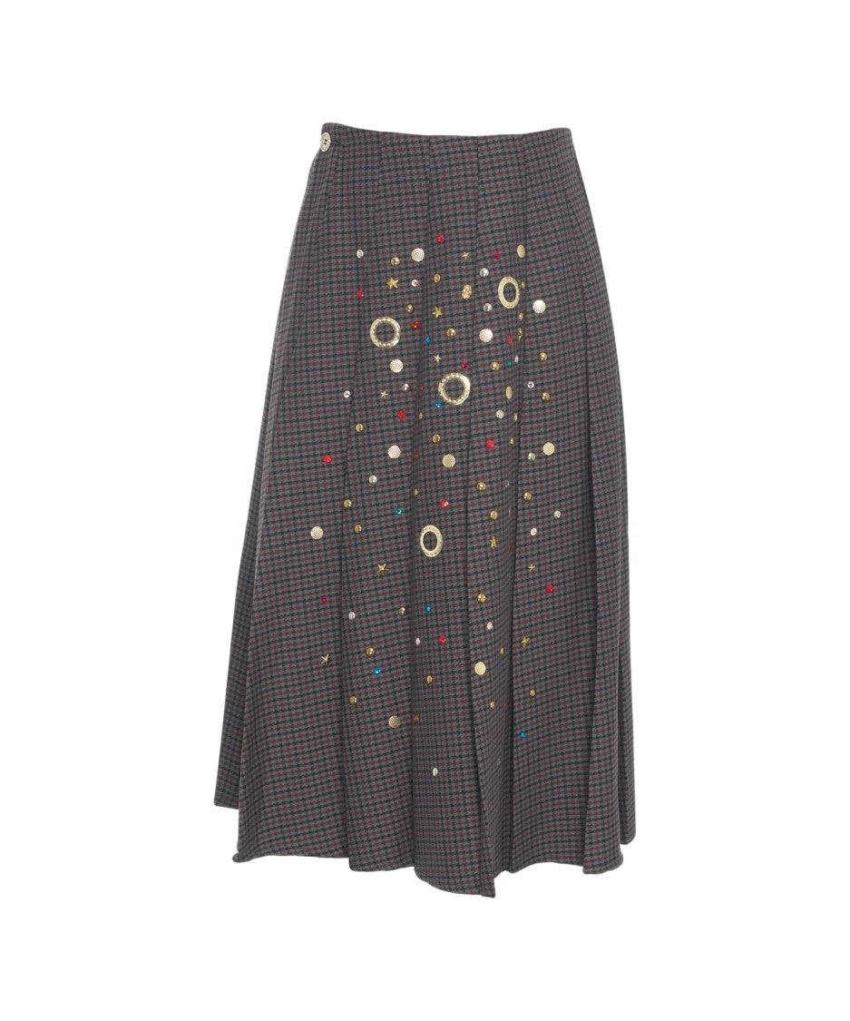 5 Progress Midi Pleated Skirt With Decorative Details