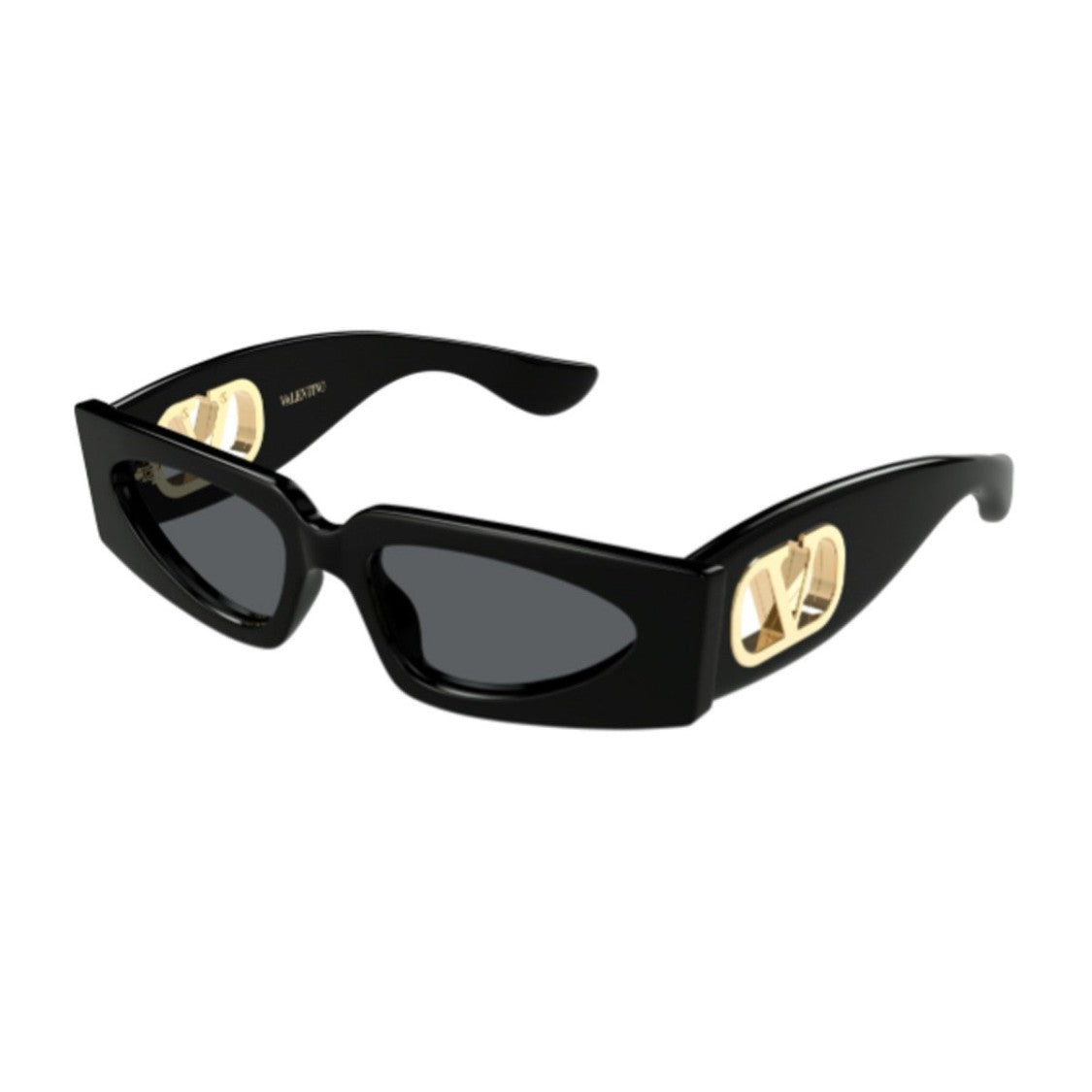 Valentino Black Linea V Logo Recycled Acetate Cat-Eye Sunglasses