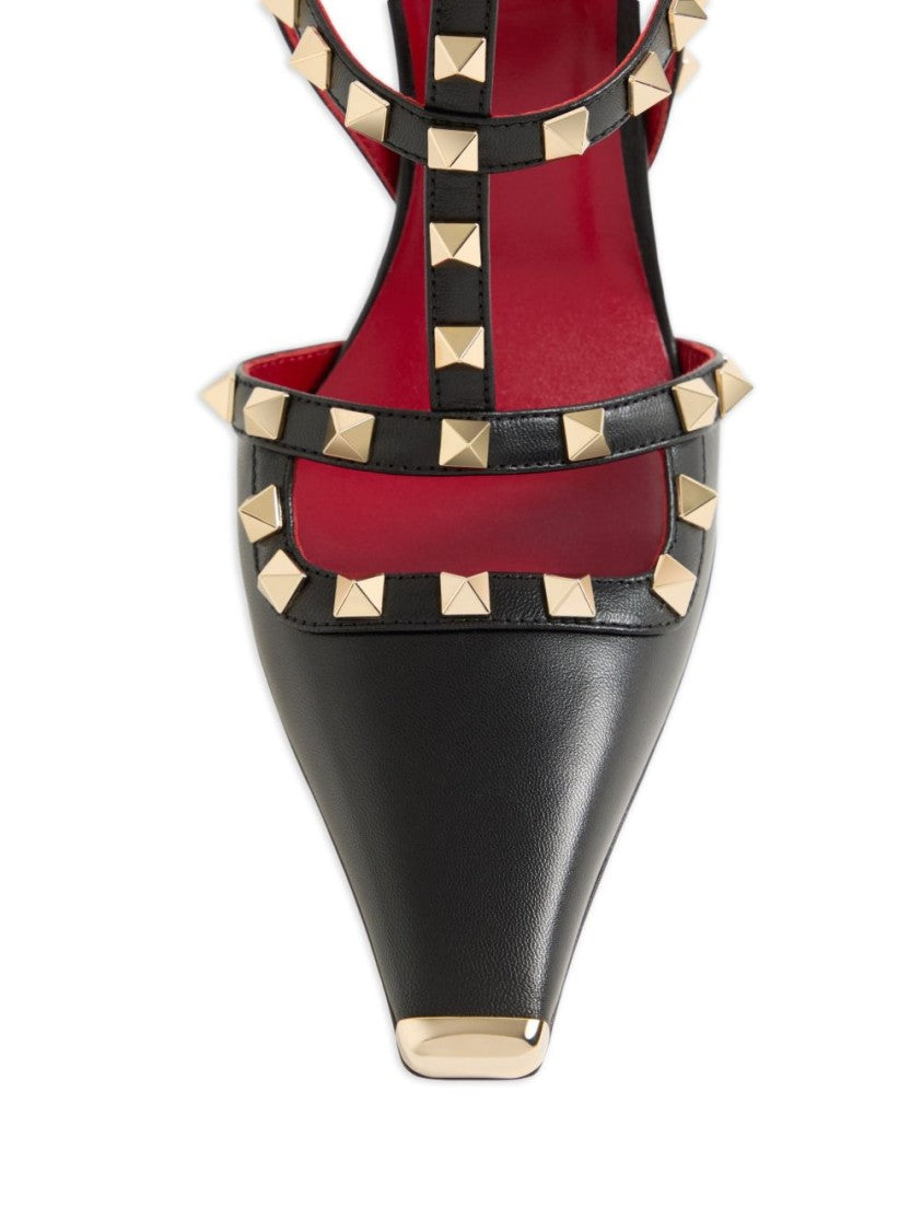 Valentino Garavani Pointed-Toe Pyramid Studs Ankle Buckle Flats