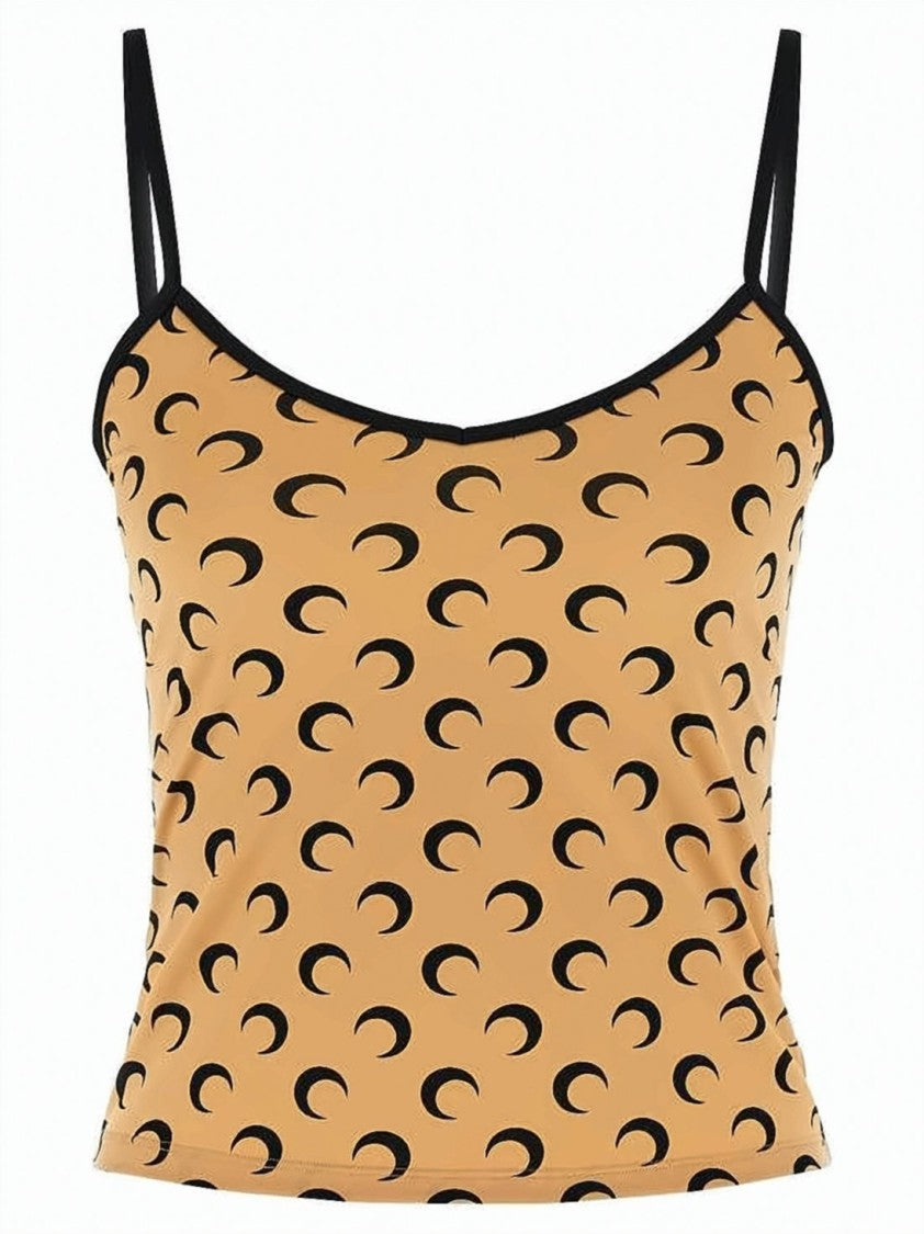 Marine Serre Fitted Jersey Tank Top With Moon Print