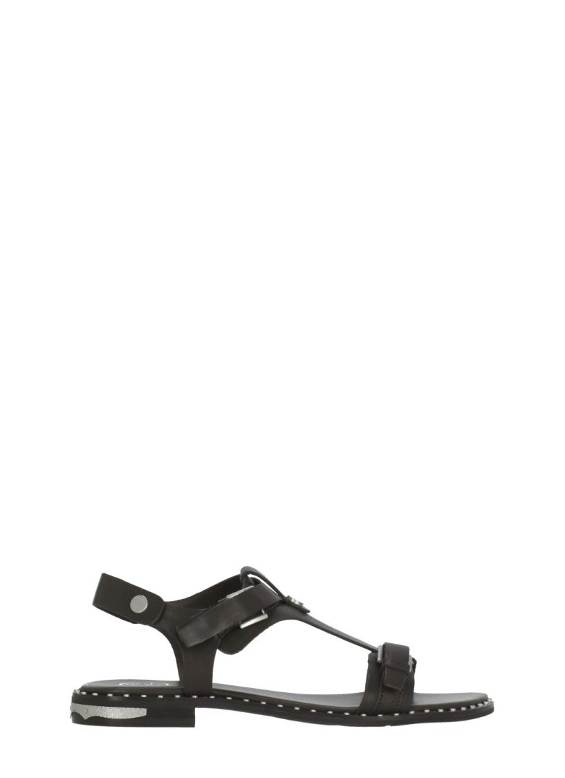 Ash Brown Piper Studded Leather Sandals