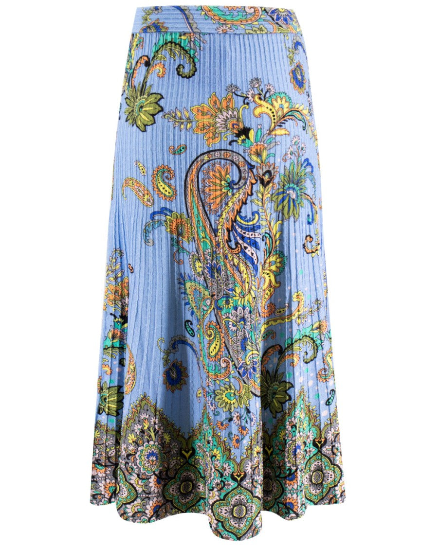 Etro Floral Paisley Print Midi Skirt In Blue