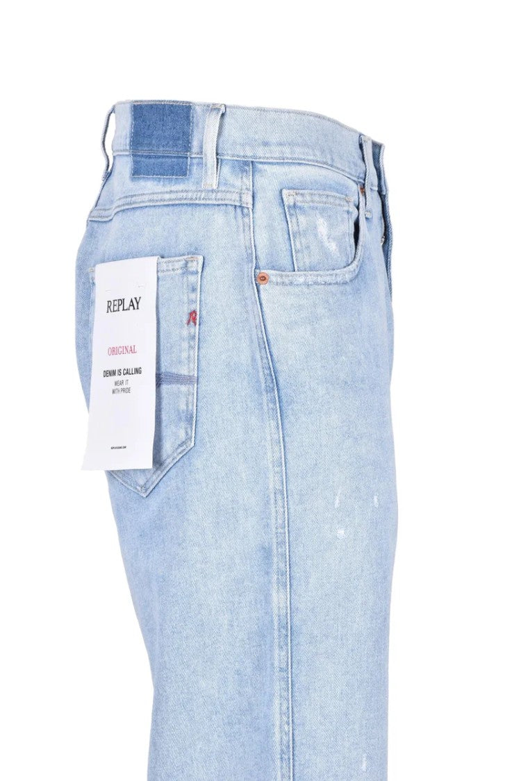 Replay Light Blue Cotton Elastane Sandot Jeans