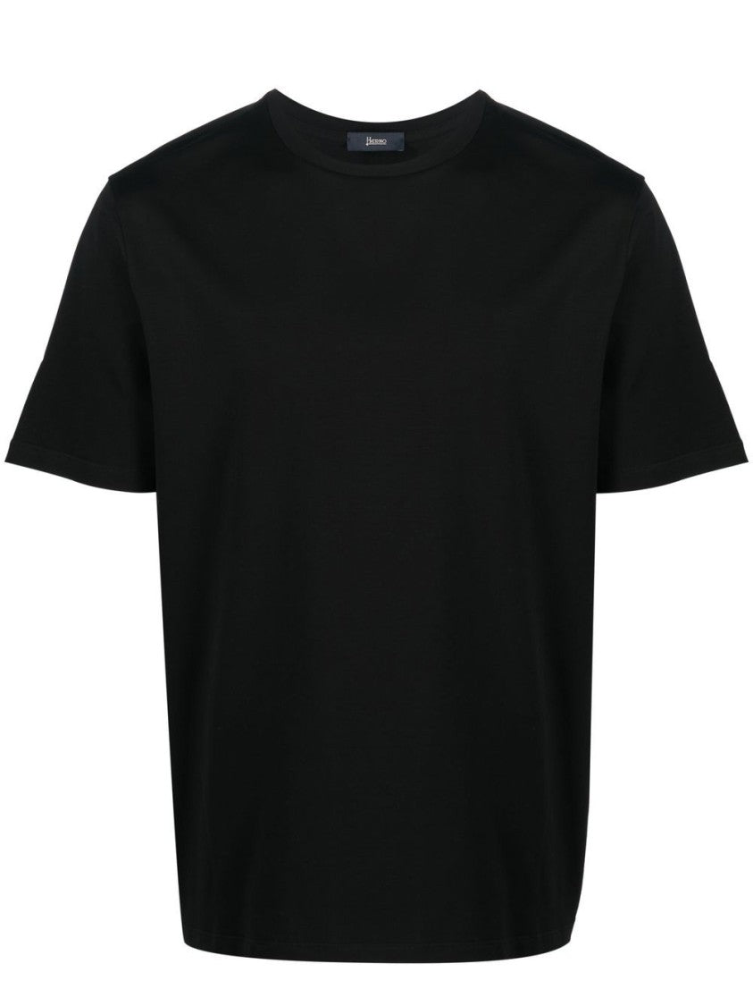 Herno Black Stretch-Cotton Logo T-Shirt