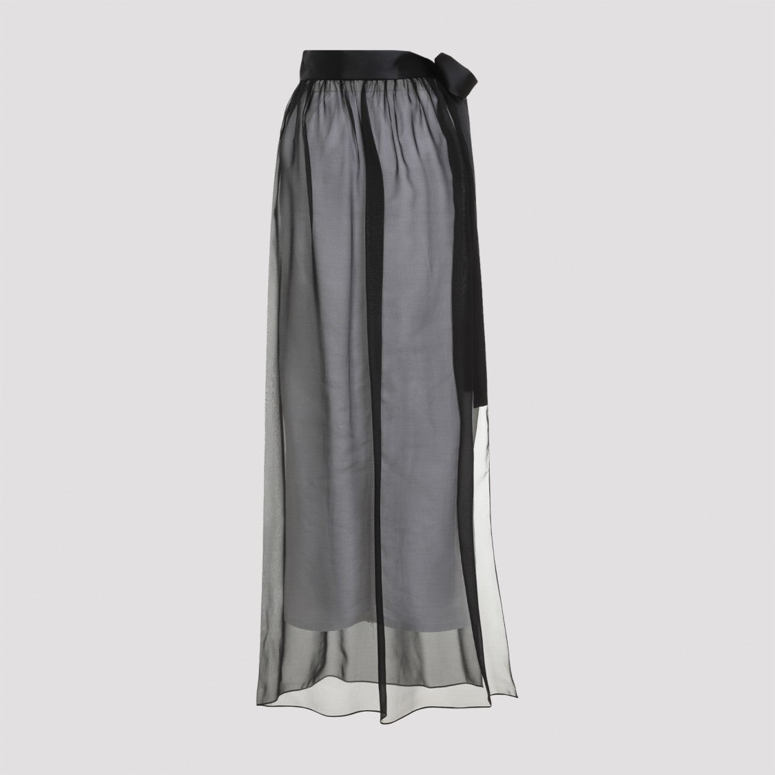 Dolce & Gabbana Silk Maxi Skirt With Bow Detail And Sheer Overlay
