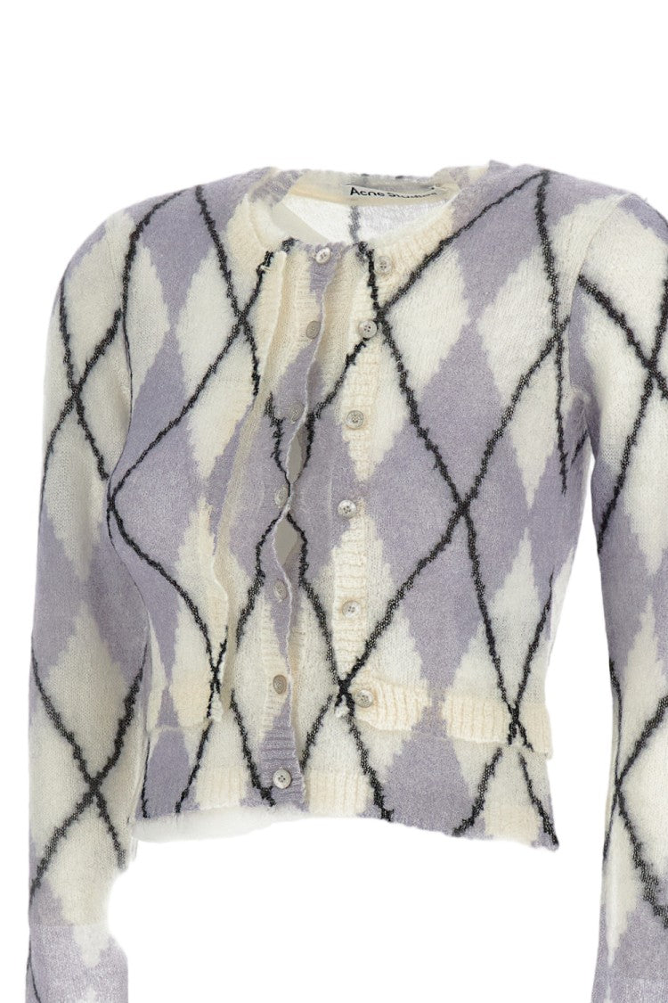 Acne Studios Cropped Argyle Cardigan