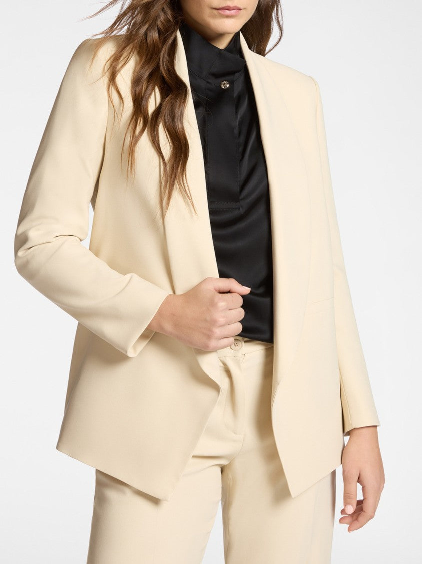 Elena Miro` Tailored Open-Front Shawl Collar Black Blazer