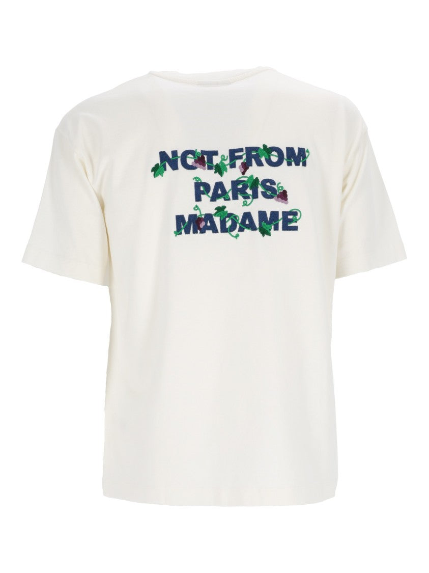 Drôle De Monsieur White Vine Embroidered Slogan T-Shirt