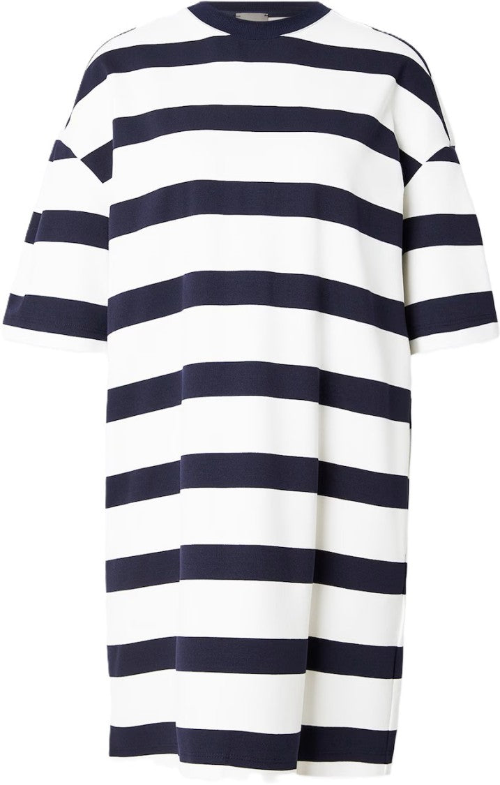 Max Mara Short-Sleeve Striped Mini Dress With Round Neckline