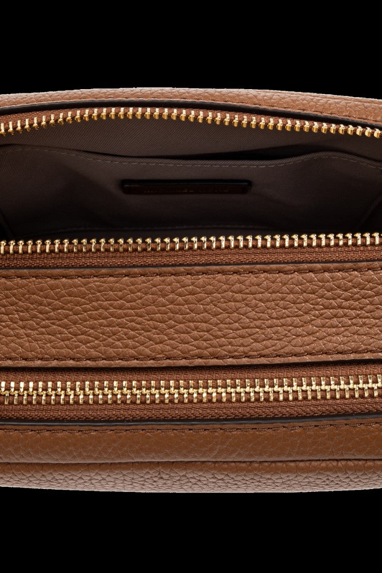 Michael Kors Brown Bryant Leather Double-Zip Camera Shoulder Bag