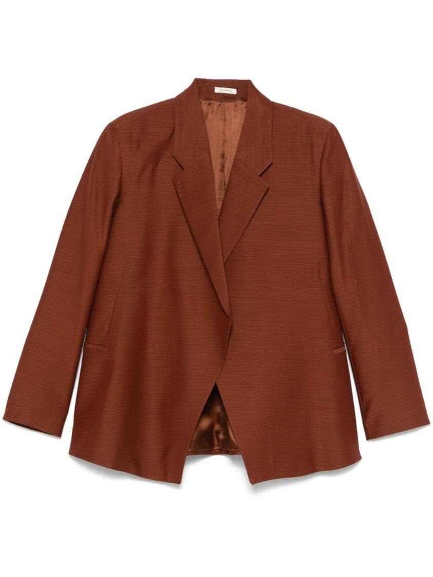 Bite Studios Relaxed Rust Brown Open Blazer With Peak Lapels