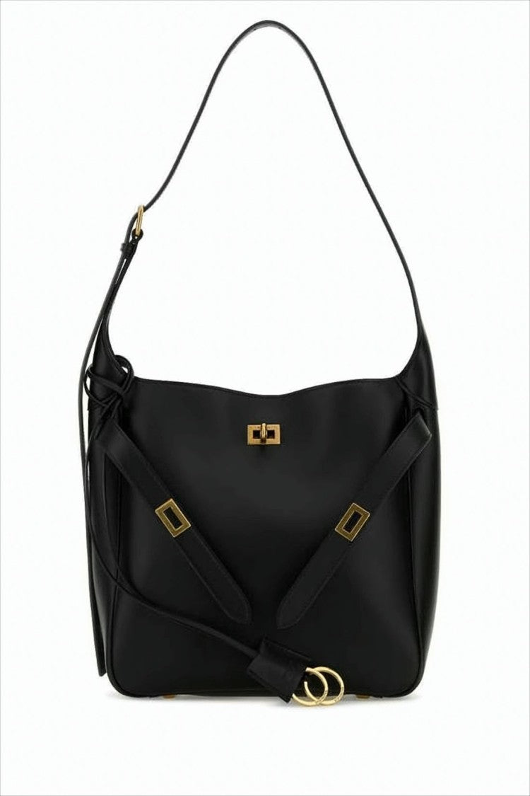 Balenciaga Structured Calf Leather Shoulder Bag With Elegant Accents