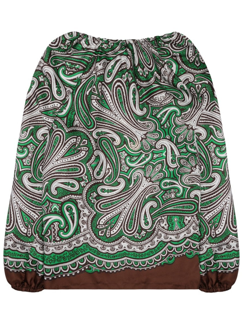 P.A.R.O.S.H. Paisley Pattern Silk Blouse With Contrasting Cuffs