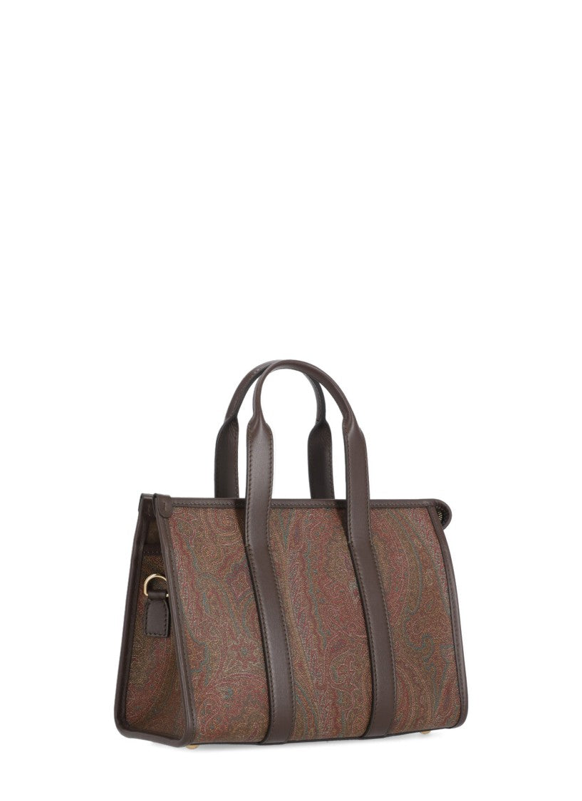 Etro Rectangular Cotton Handbag With Contrasting Paisley Design
