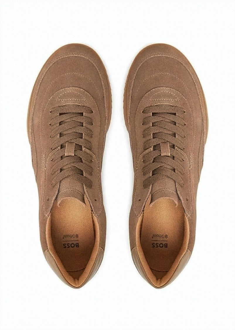 Hugo Boss Suede-Finish Brown Cowhide Sneakers