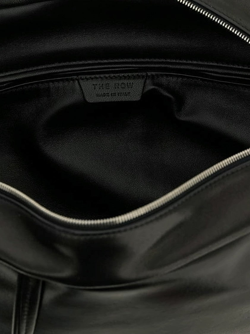 The Row Rectangular Black Lambskin Shoulder Bag With Zip Closure