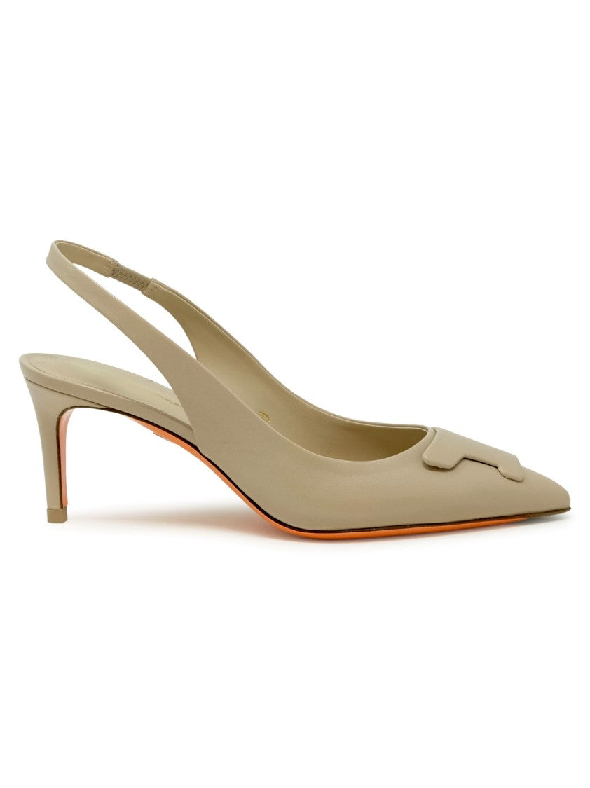 Santoni Beige Leather Pumps
