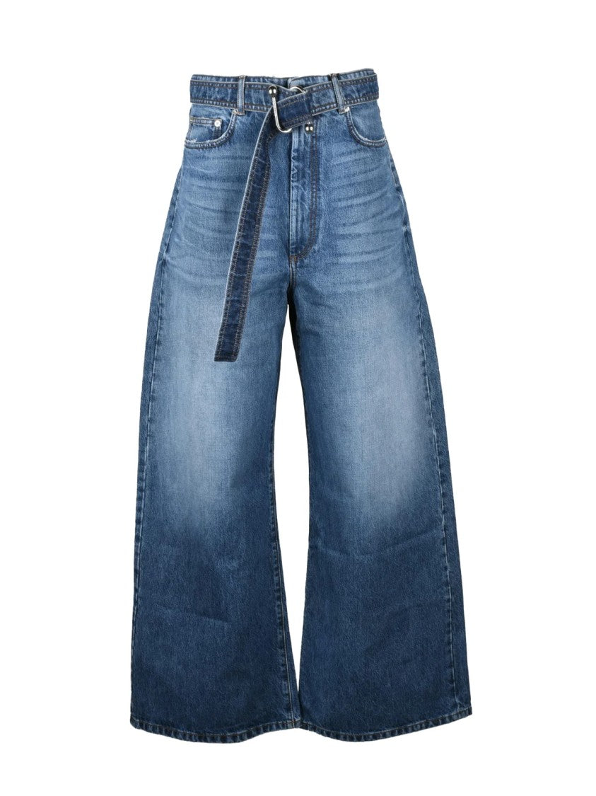 Sportmax Blue Cotton Palazzo Jeans