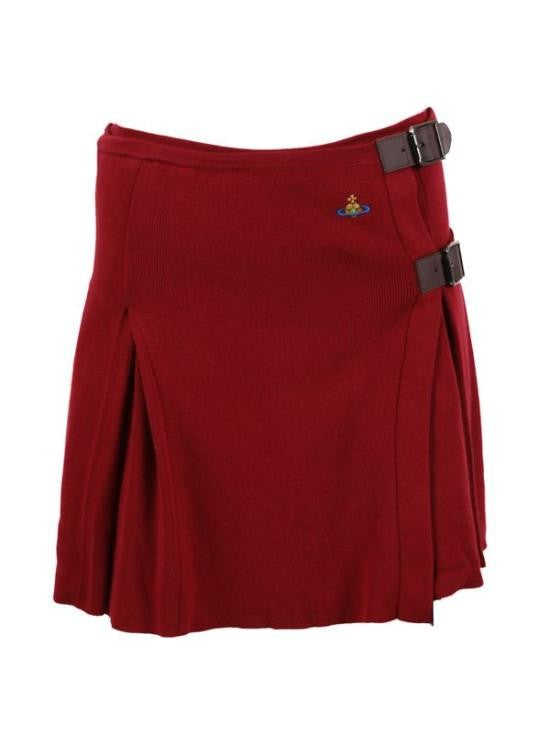 Vivienne Westwood Deep Red Mini Skirt With Buckle Strap Accents