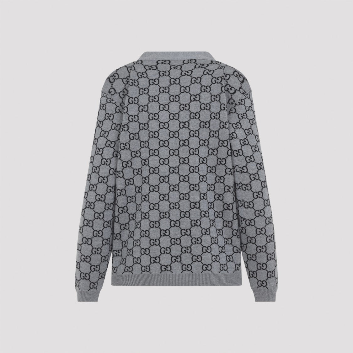 Gucci Reversible Grey And Black Gg Jacquard Wool Cardigan