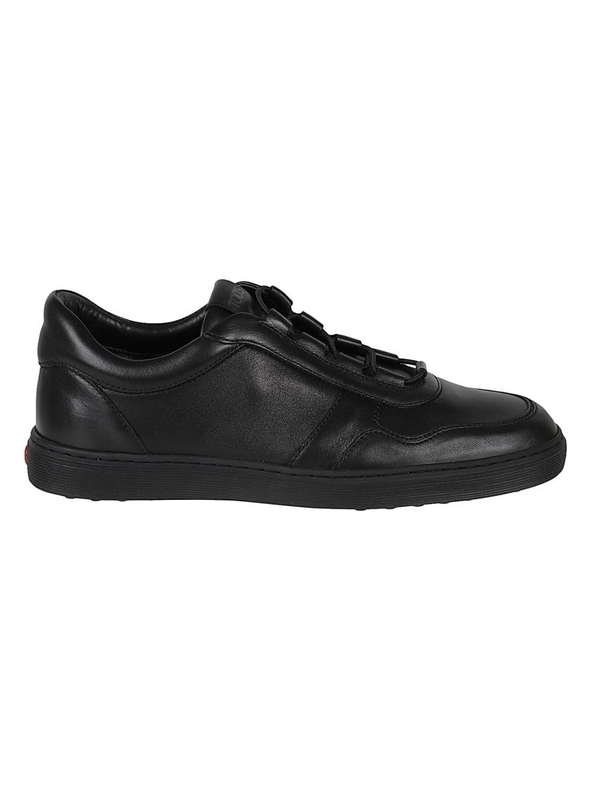 Tod's Black Calf Leather Red Dot Sneakers