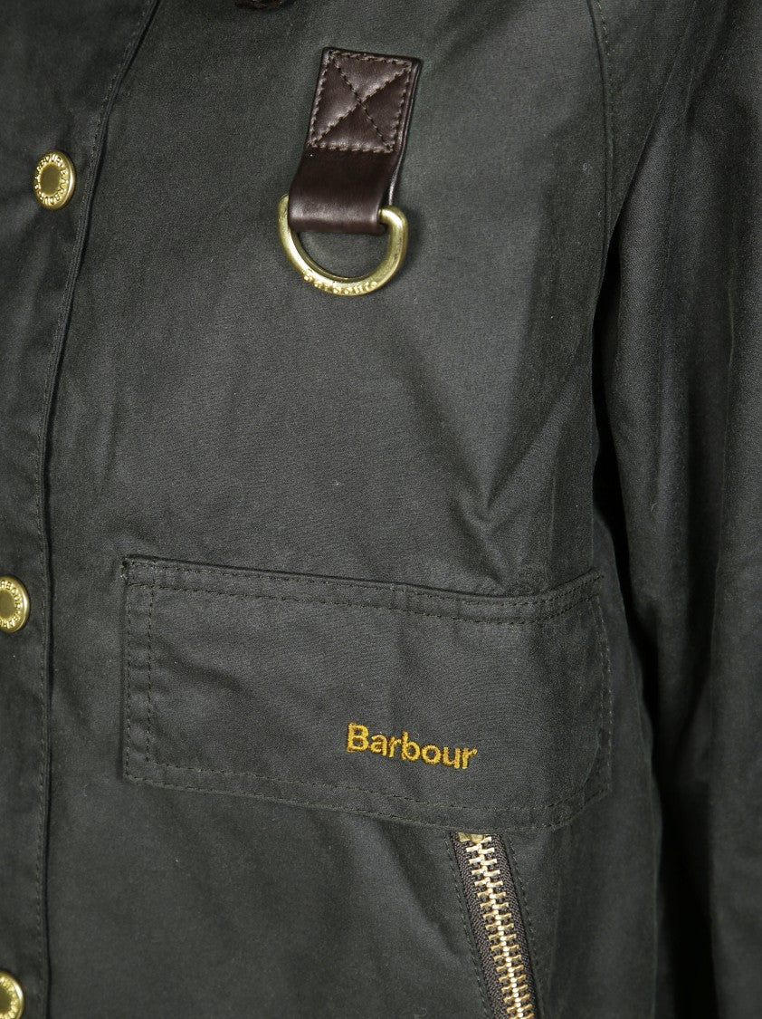 Barbour Long Jacket With Colored Collar