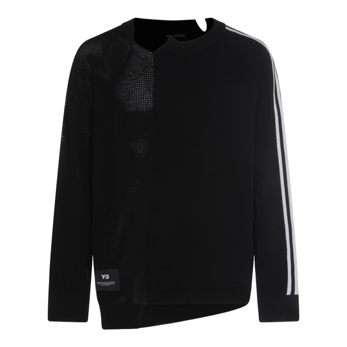 Y-3 Asymmetrical Black Sweater With Dual Texture