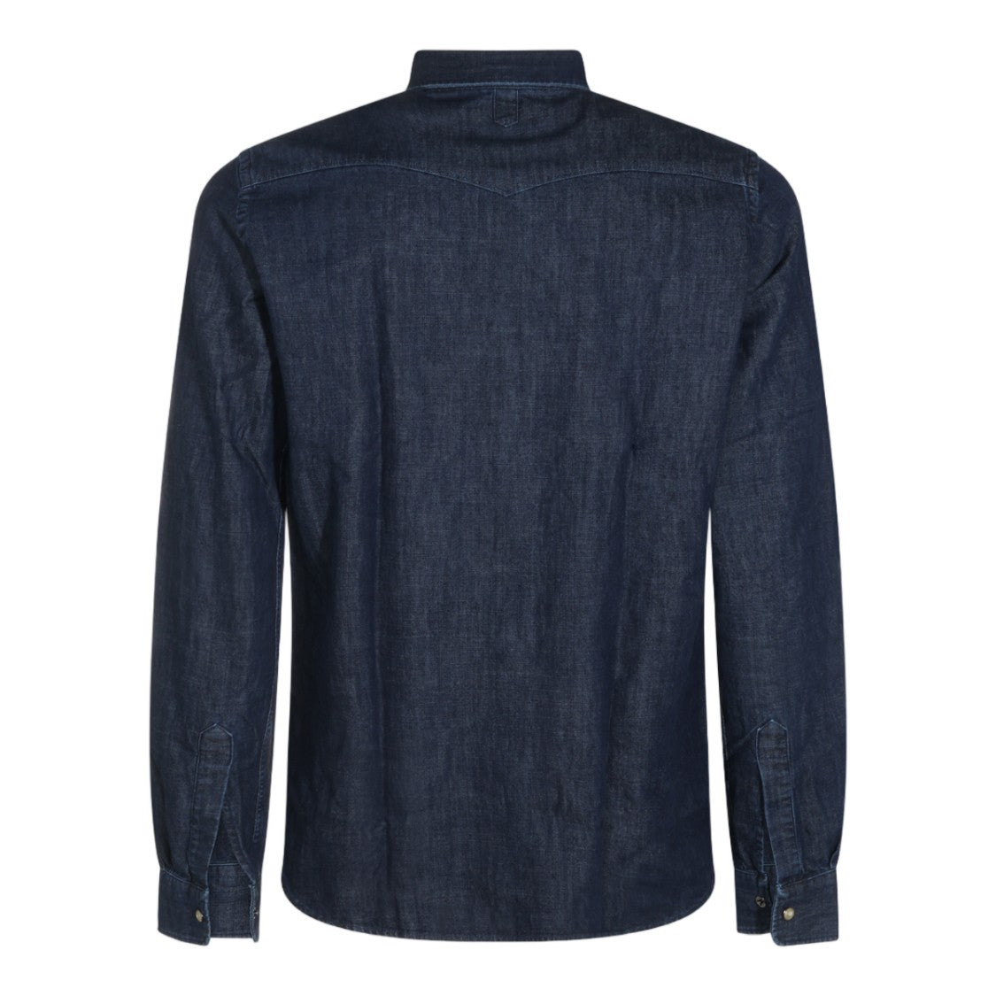 Canali Dark Indigo Long-Sleeve Denim Shirt With Classic Collar
