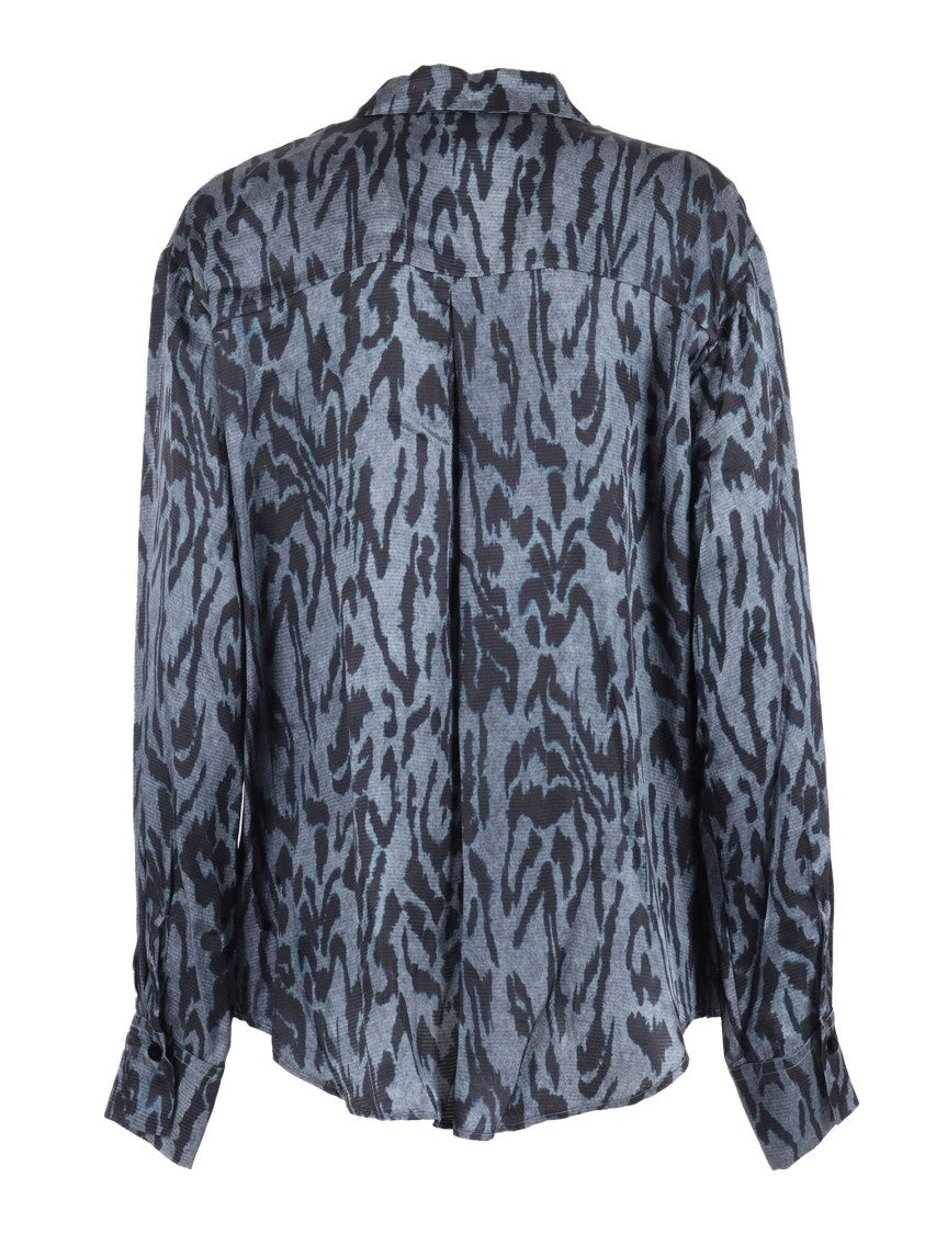 Forte Forte Oversized Satin Shirt With "Moiré" Print