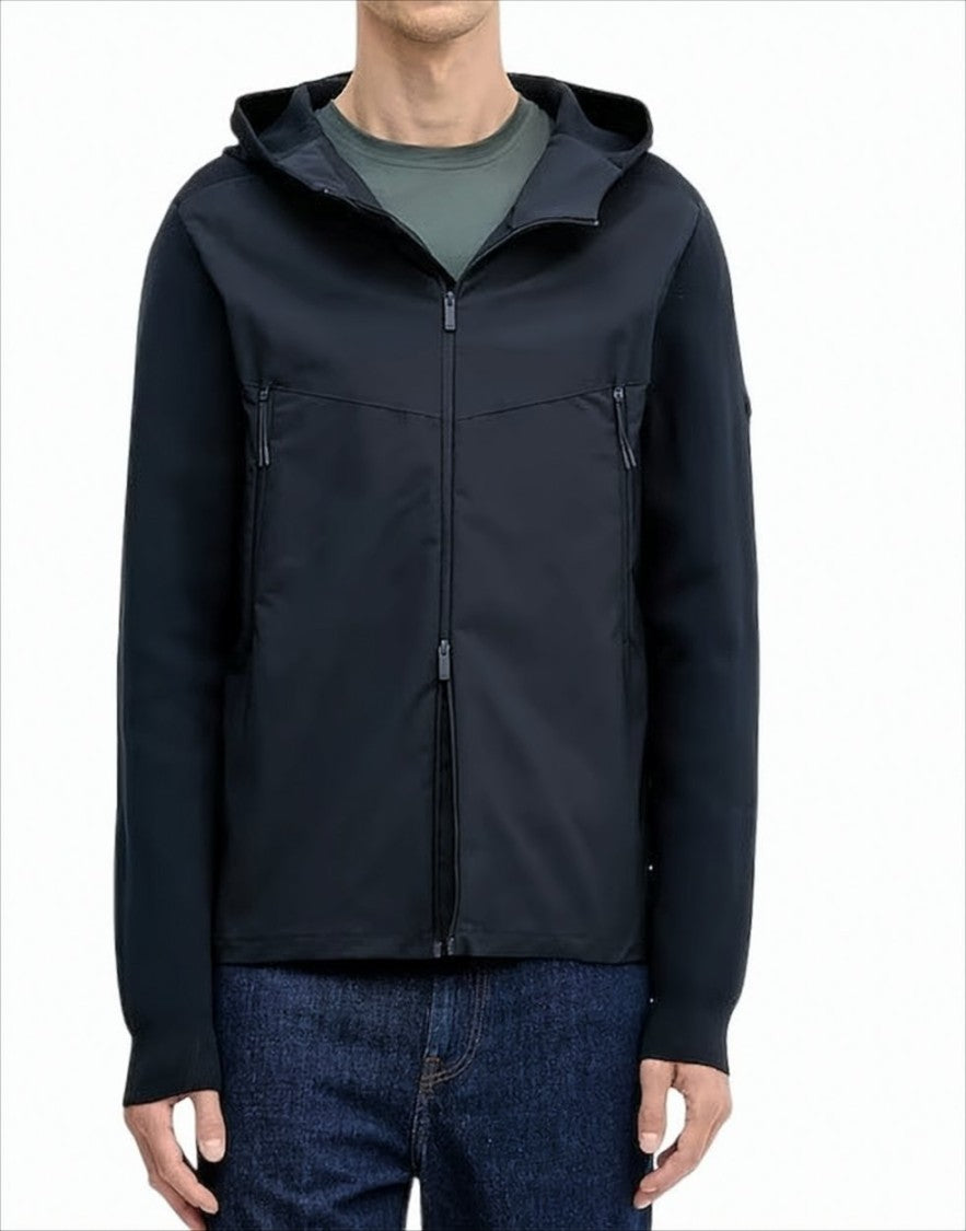 Boss Hooded Black Jacket With Zipped Pockets