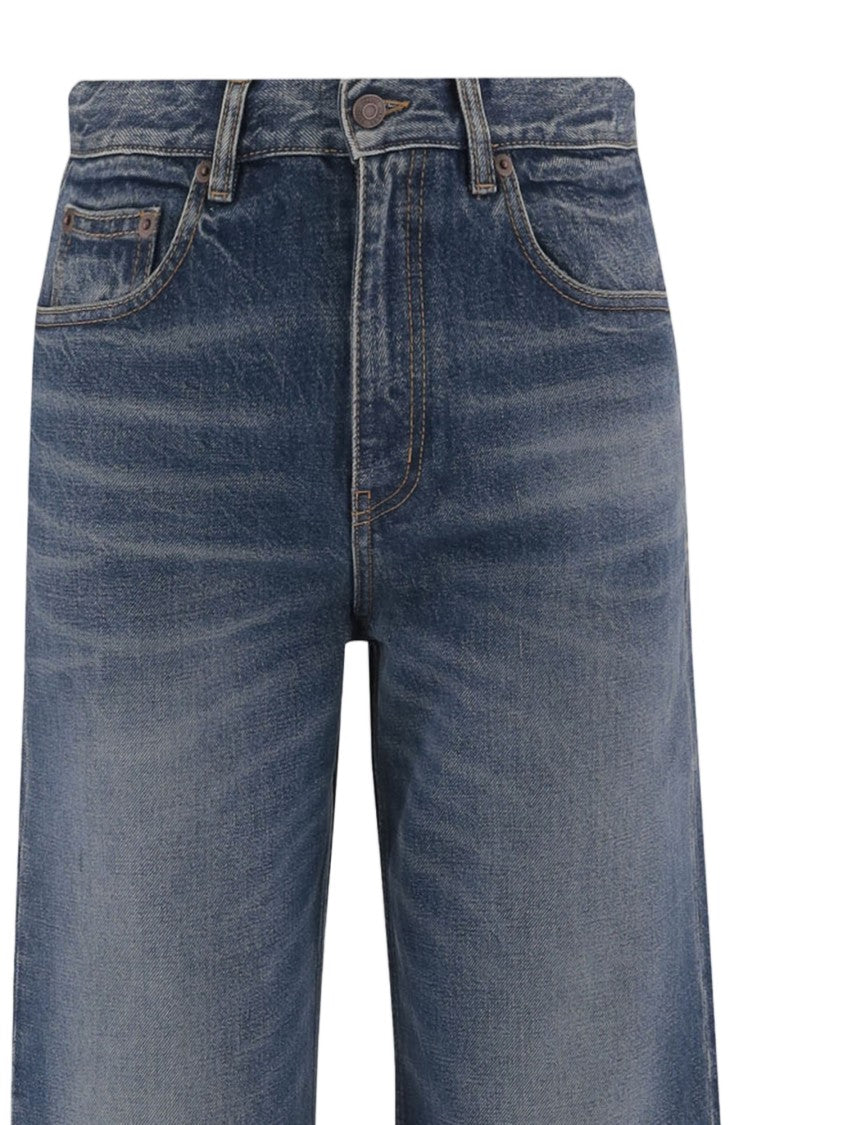 Chloé Washed Finish Wide-Leg Jeans With Classic Five-Pocket Design