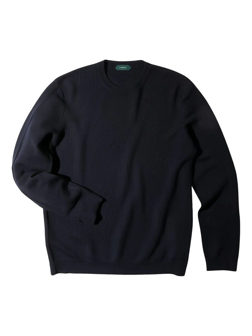 Zanone Fine-Knit Long-Sleeved Fabric Pullover Sweater