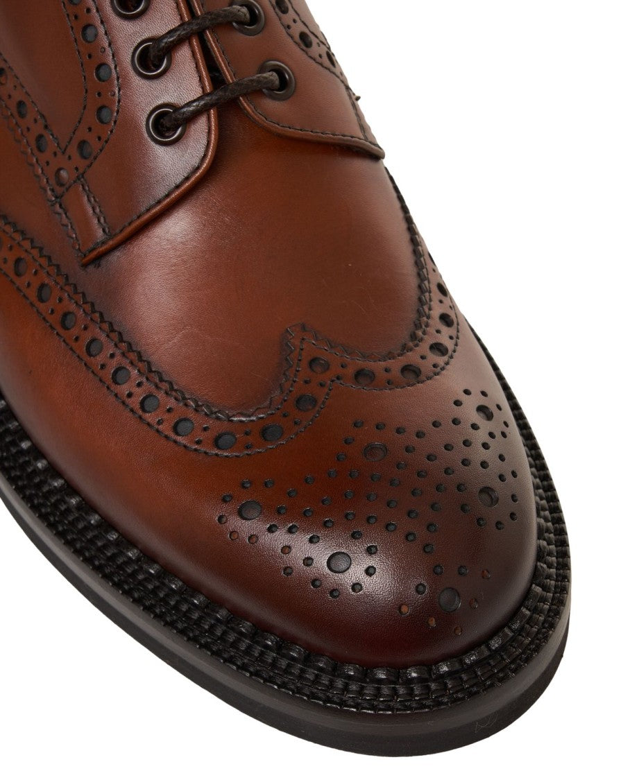 Green George Brown Brogue Lace-Up Shoes With Robust Sole