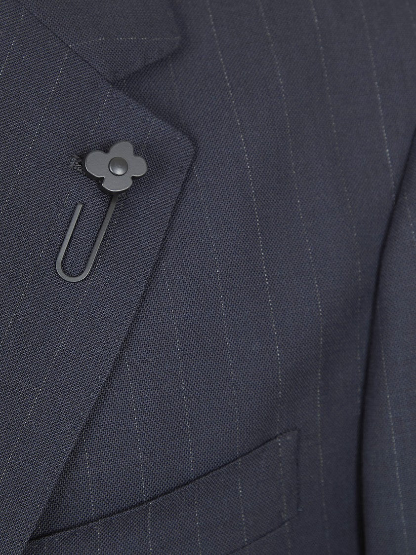 Lardini Tailored Two-Piece Suit With Subtle Pinstripe And Decorative Pin
