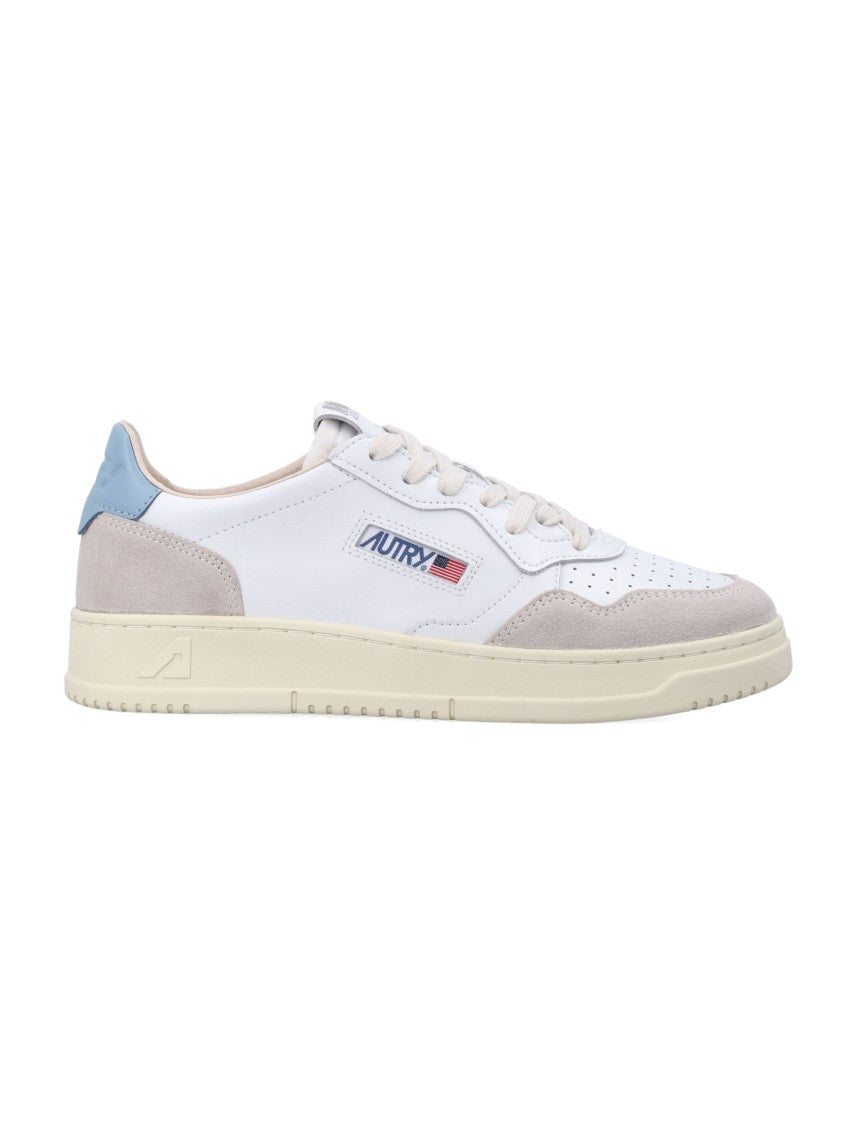 Autry Medalist Low White & Forget Me Not Suede Sneakers