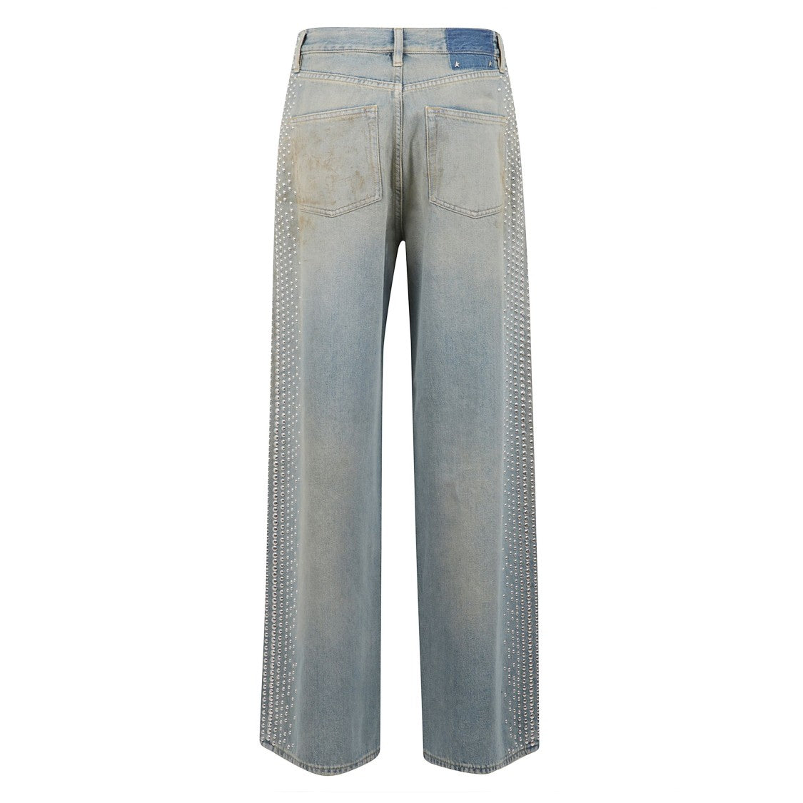 Golden Goose Light Wash Wide-Leg Jeans With Rhinestones