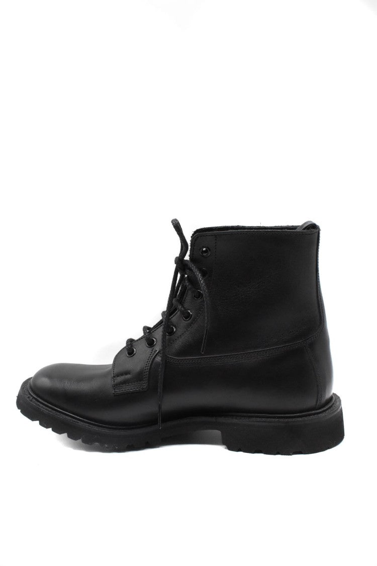 Tricker's Black Lace-Up Cap Toe Leather Boots