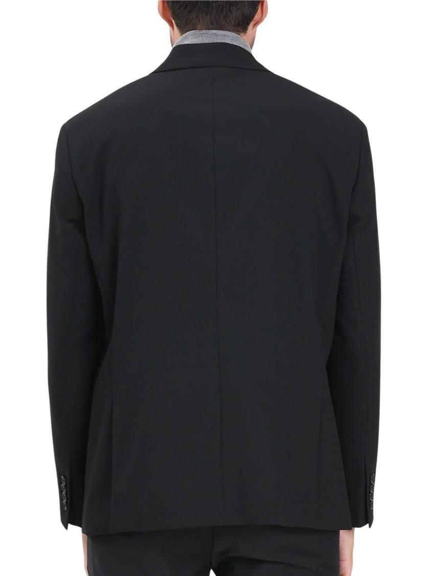 Armani Exchange Black Double-Breasted Wool-Blend Blazer