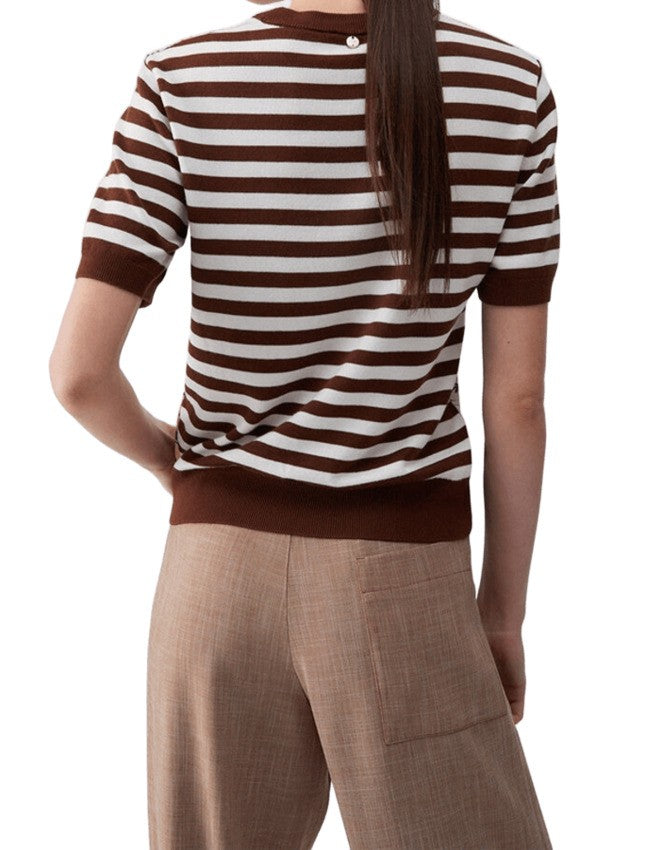 Liu Jo Striped Short-Sleeved Knit Top