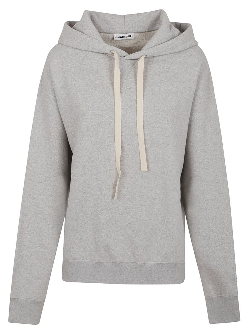 Jil Sander Pure Cotton Sweatshirt With Contrasting Drawstring Hood