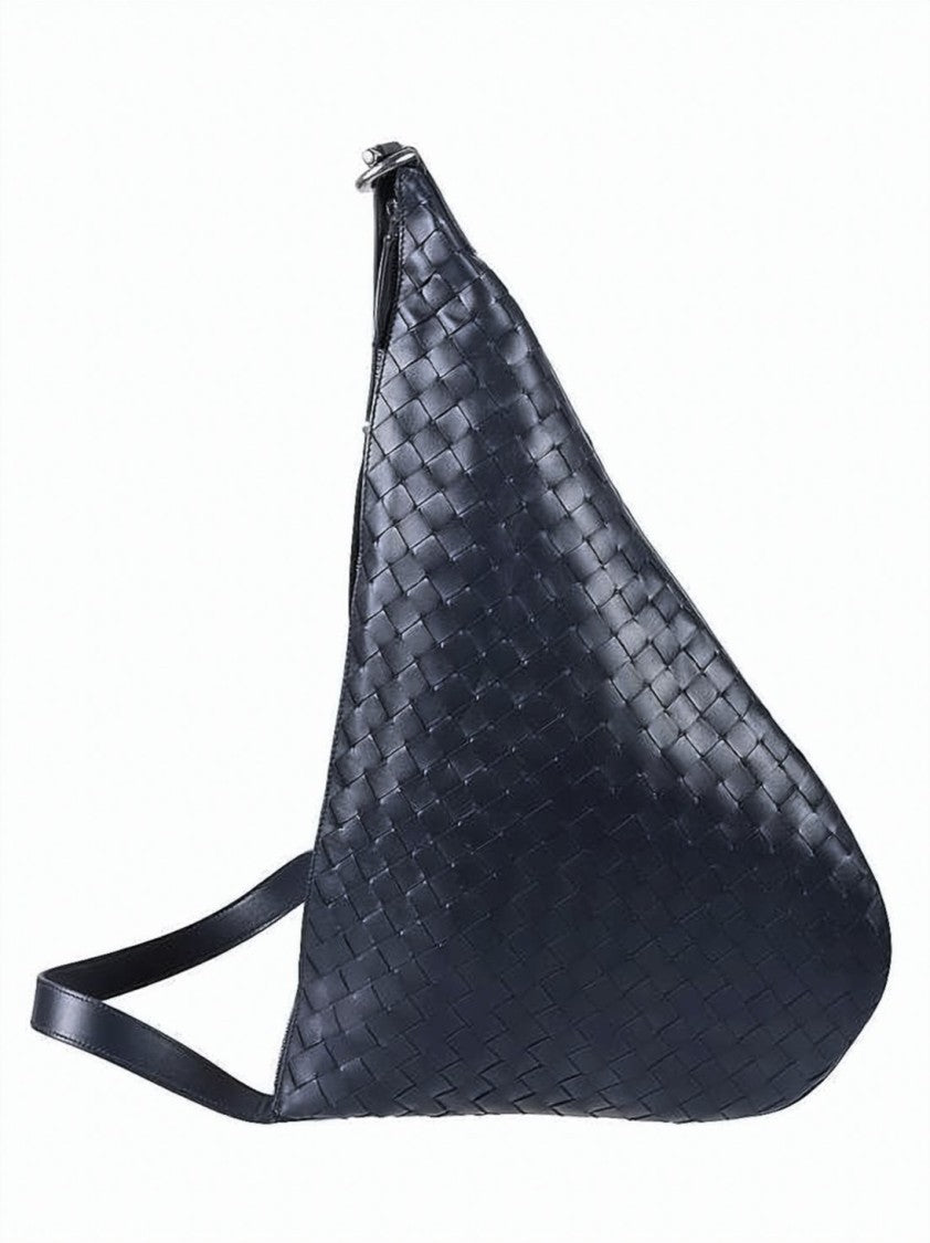 Bottega Veneta Triangular-Shaped Messenger Bag With Woven Calf Leather Exterior
