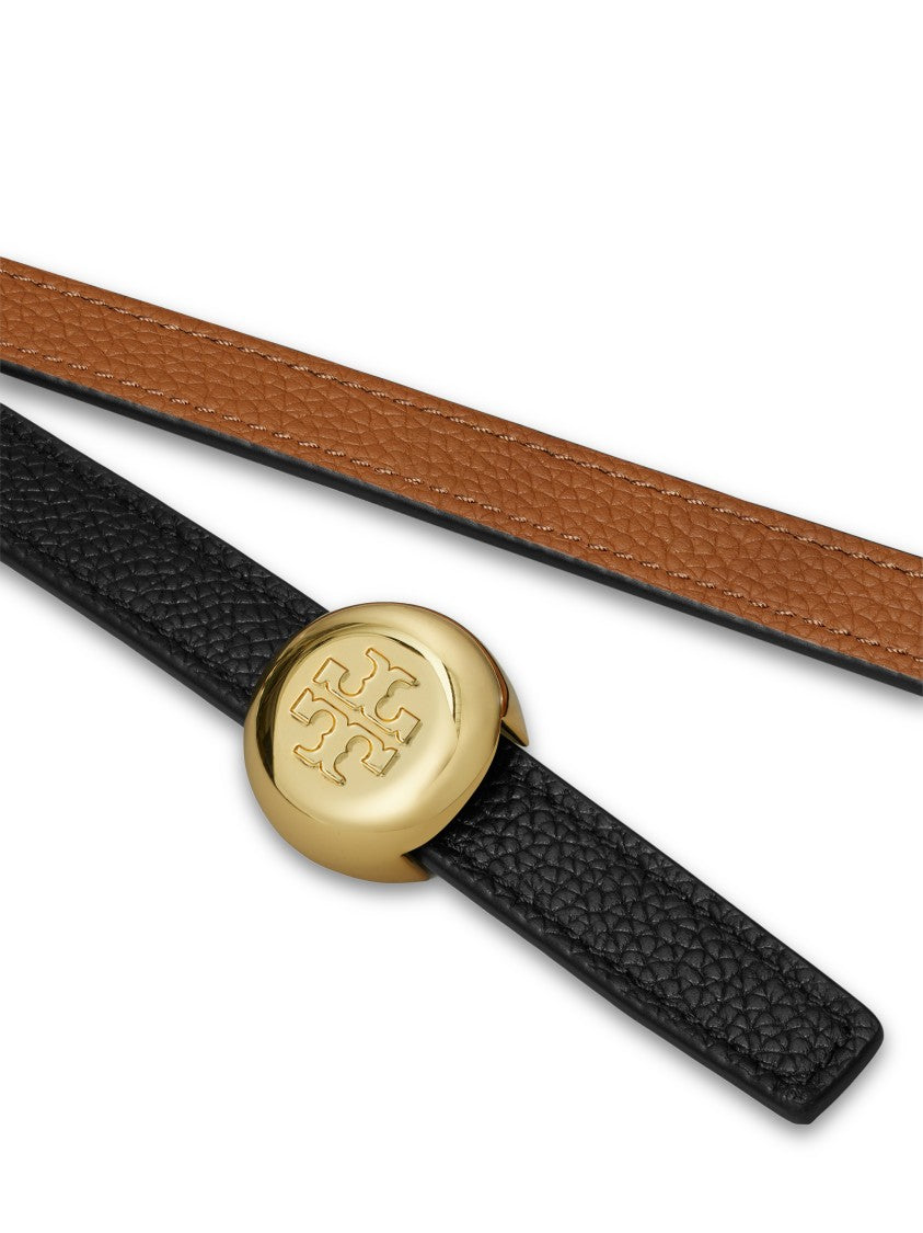 Tory Burch Reversible Leather Belt With Polished Gold-Tone Buckle