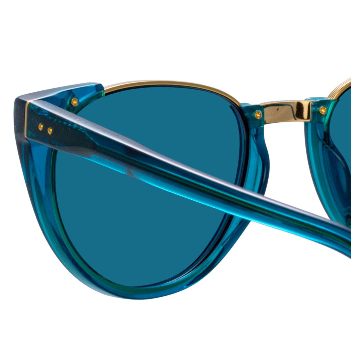Linda Farrow Iris Oval Sunglasses In Blue