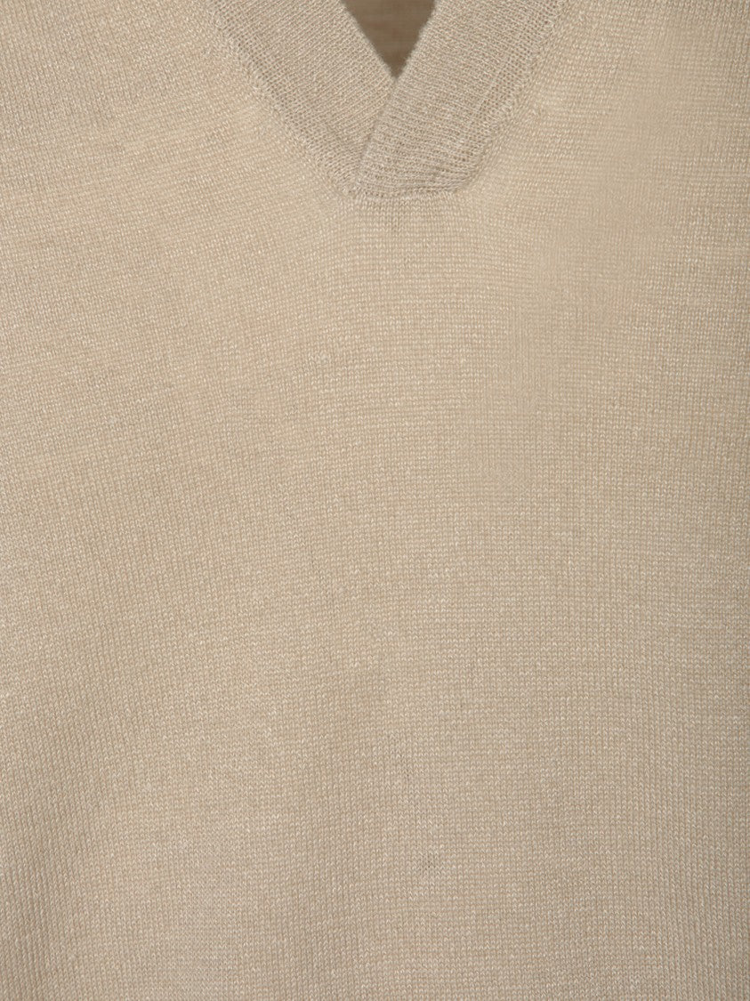 Amaranto Classic V-Neck Beige Polo T-Shirt