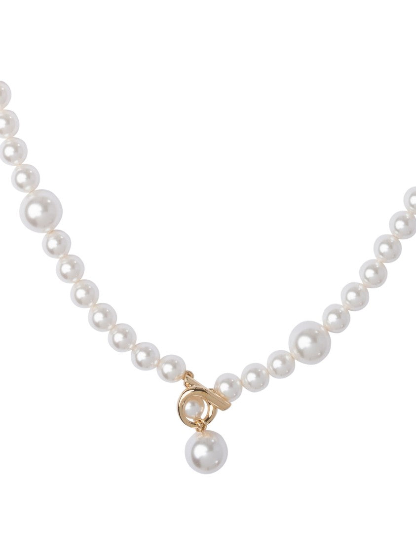 Ferragamo Glass Pearl Necklace With Brass Clasp