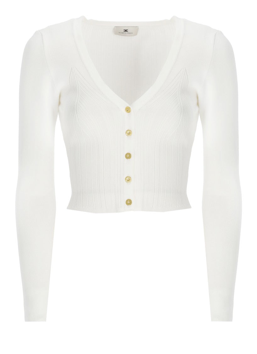 Elisabetta Franchi Ivory Viscose Blend Cardigan