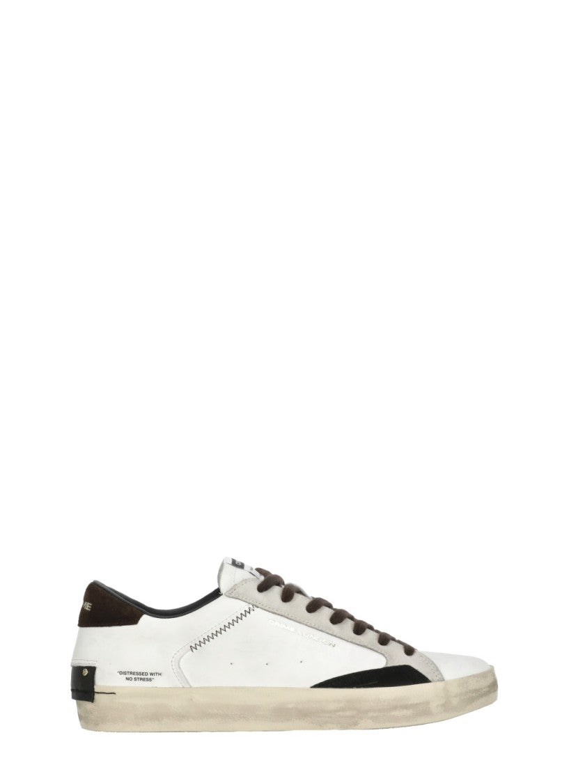 Crime London Brown Grey Suede Accents Leather Sneakers